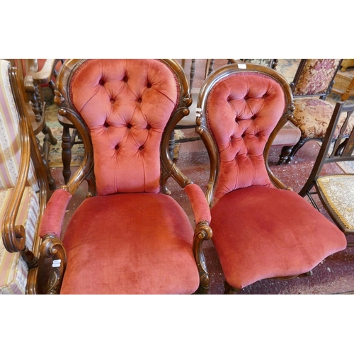 516 - His and hers Victorian chairs