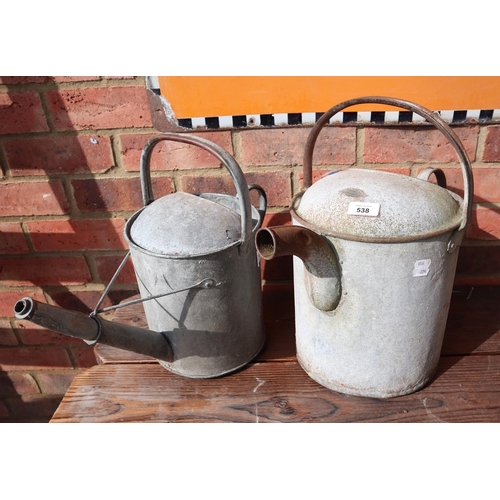 538 - 2 vintage galvanised watering cans