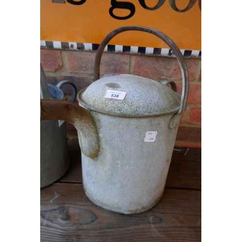 538 - 2 vintage galvanised watering cans