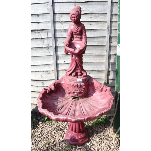 541 - Oriental garden water feature signed Henri - Approx H: 132cm