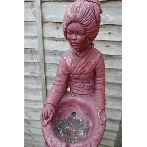 541 - Oriental garden water feature signed Henri - Approx H: 132cm