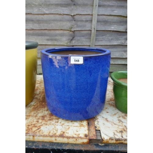 548 - 4 coloured glazed planters