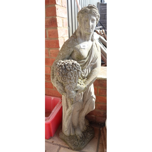 572 - Large stone statue of girl - Approx H: 104cm