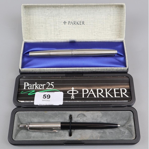 59 - Two Parker pens in original boxes, one fountain and one ballpoint