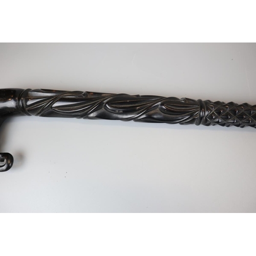 81 - Cambodian ebony carved walking stick in the form of an elephant