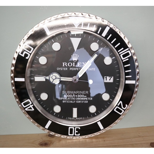 86 - Reproduction Rolex advertising clock with sweeping second hand - Submariner