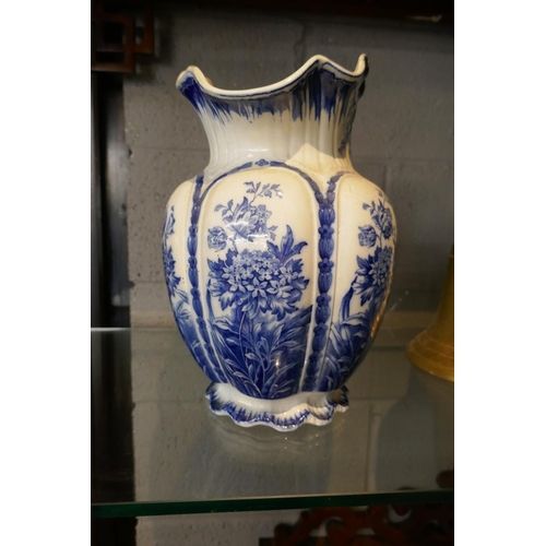 87 - Large blue and white jug - Whitley - Approx H: 30cm