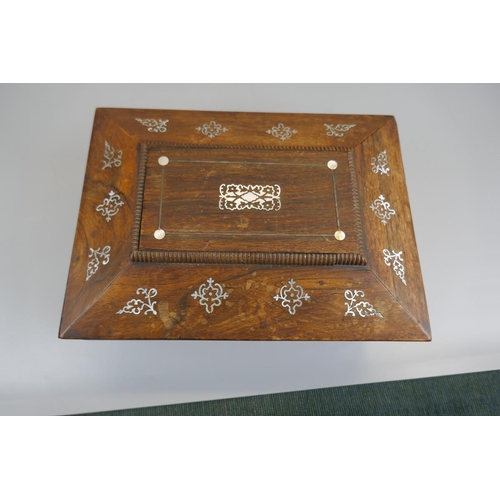 92 - Rosewood sarcophagus box inlaid with mother-of-pearl