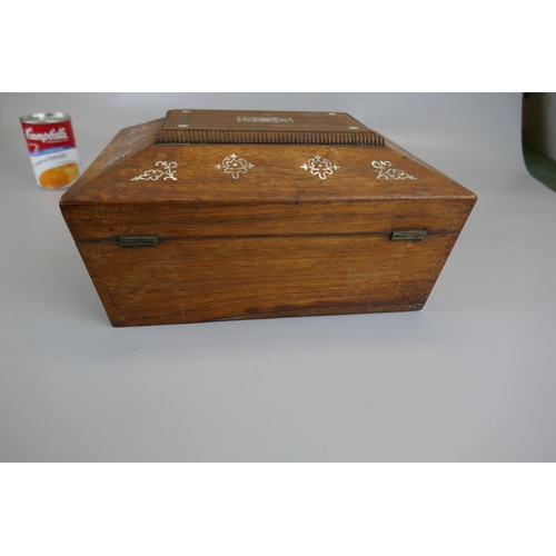 92 - Rosewood sarcophagus box inlaid with mother-of-pearl