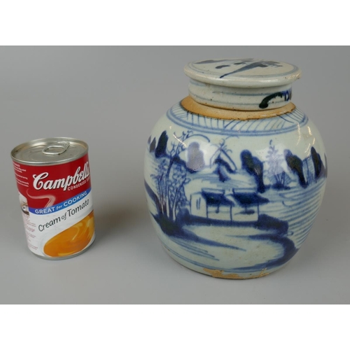 115 - 1850-1899 blue and white Oriental ginger jar