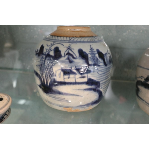 115 - 1850-1899 blue and white Oriental ginger jar