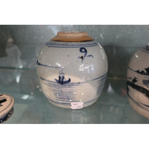 115 - 1850-1899 blue and white Oriental ginger jar