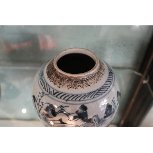 116 - Early blue and white oriental ginger jar