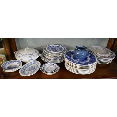 121 - Collection of blue white china