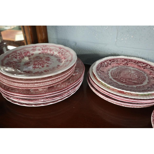 122 - Collection of red and white china