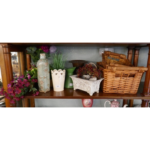 123 - Collection of wicker baskets and artificial plants etc