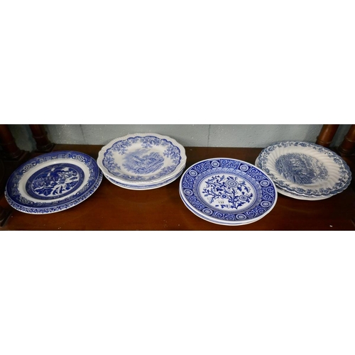 132 - Collection of blue and white china to include spode