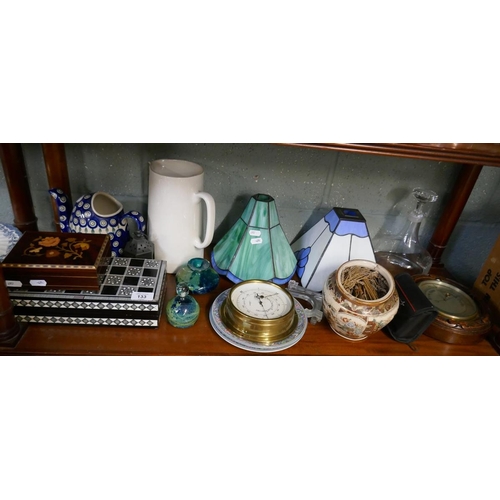 133 - Collectables to include inlaid musical box, Egyptian Backgammon set, Dartington crystal decanter and... 