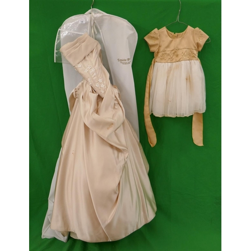 140 - Wedding dress together with a child's bridesmaid dress