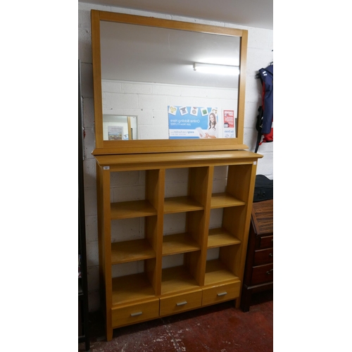 150 - Oak bookcase and matching mirror