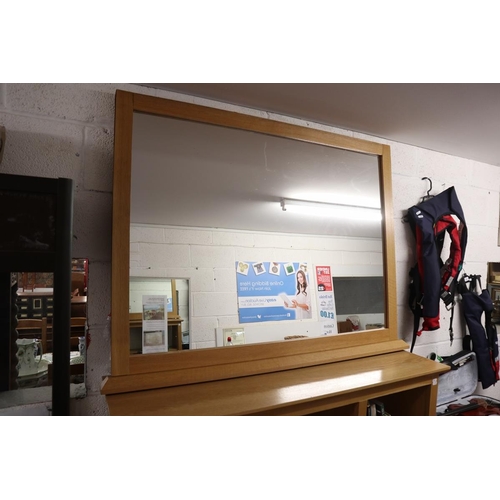 150 - Oak bookcase and matching mirror