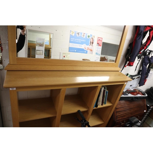 150 - Oak bookcase and matching mirror