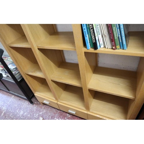 150 - Oak bookcase and matching mirror