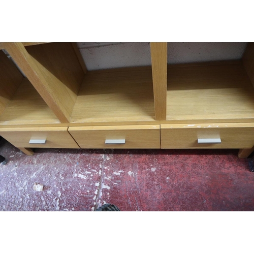 150 - Oak bookcase and matching mirror