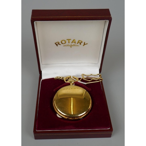 155 - Rotary yellow metal pocket watch in case