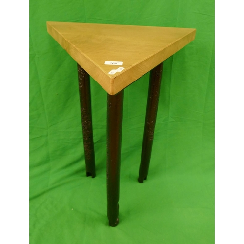 162 - Triangular occasional table made from Victorian sash window weights with oak top and feet (all metal... 