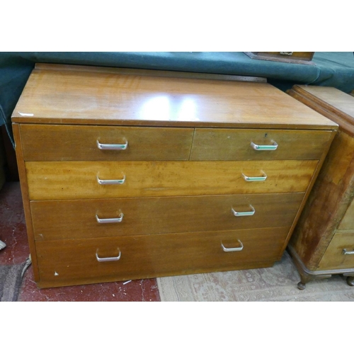 167 - Mid-century teak chest of drawers from the Sergeants mess with crows foot stamp to rear - Approx W: ... 