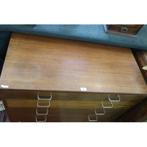 167 - Mid-century teak chest of drawers from the Sergeants mess with crows foot stamp to rear - Approx W: ... 