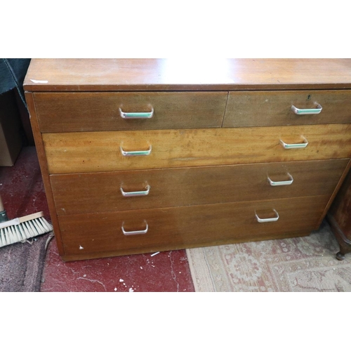 167 - Mid-century teak chest of drawers from the Sergeants mess with crows foot stamp to rear - Approx W: ... 