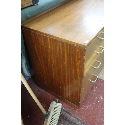 167 - Mid-century teak chest of drawers from the Sergeants mess with crows foot stamp to rear - Approx W: ... 