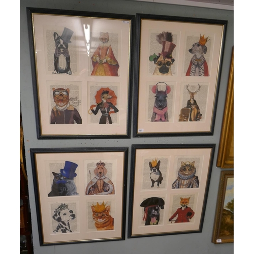 185 - 4 framed animal themed pictures