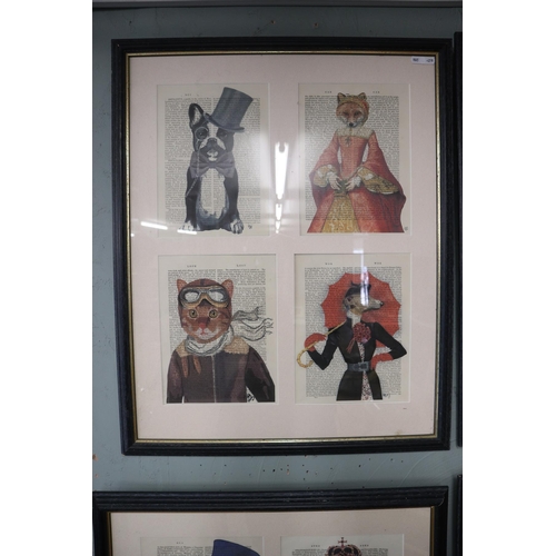 185 - 4 framed animal themed pictures