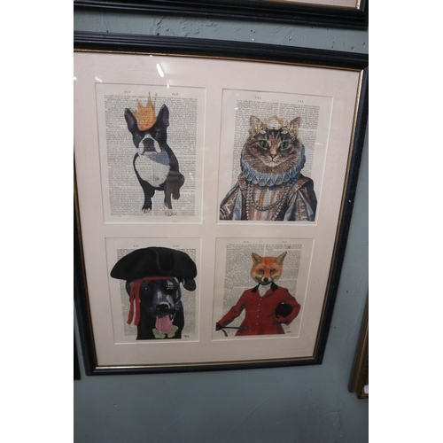 185 - 4 framed animal themed pictures