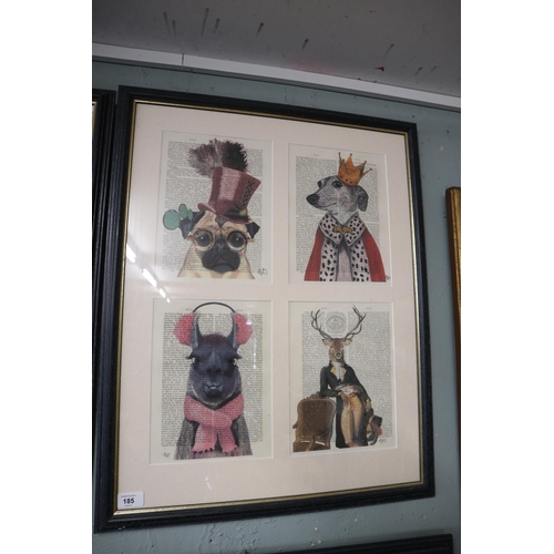 185 - 4 framed animal themed pictures