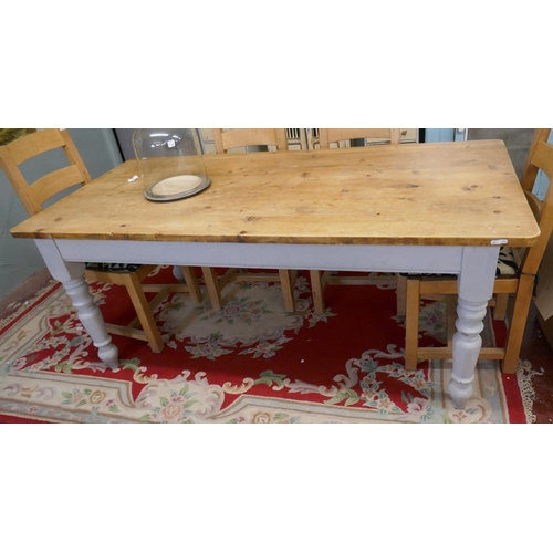 190 - Pine & painted farmhouse table - Approx L: 186cm W: 88cm H: 76cm