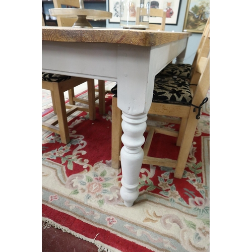 190 - Pine & painted farmhouse table - Approx L: 186cm W: 88cm H: 76cm