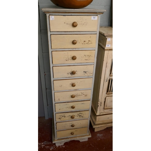 193 - Tall bank of distressed drawers - Approx W: 41cm D: 43cm H: 135cm