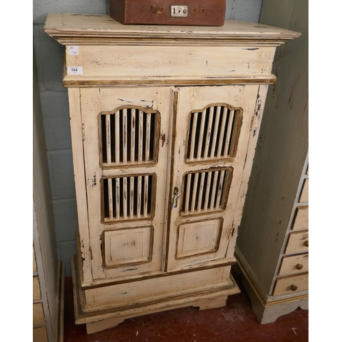 194 - Distressed cupboard - Approx W: 70cm D: 34cm H: 118cm