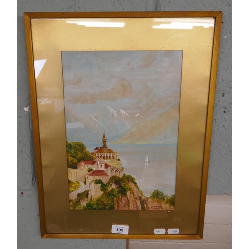 199 - Watercolour Italian scene signed F I Thurley - Approx image size: 23cm x 34cm