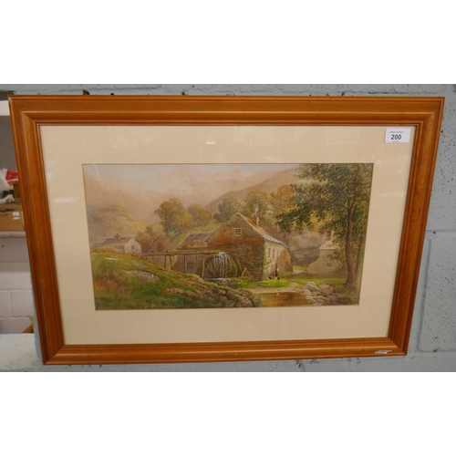 200 - Watercolour - Rural scene signed W Reeves - Approx image size: 45cm x 24cm