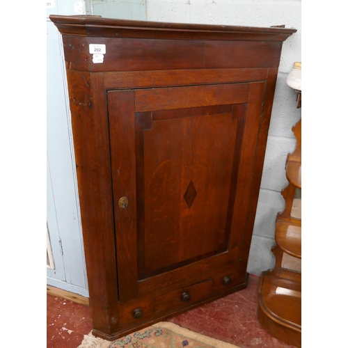 202 - Antique oak corner cupboard