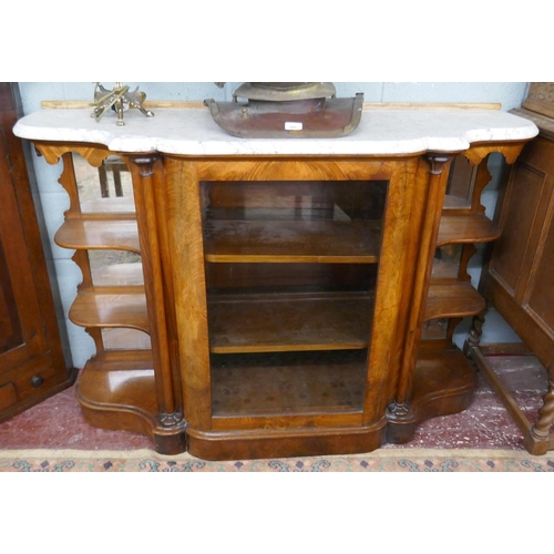 203 - Victorian walnut credenza with marble top - Approx W: 138cm D: 45cm H: 98cm