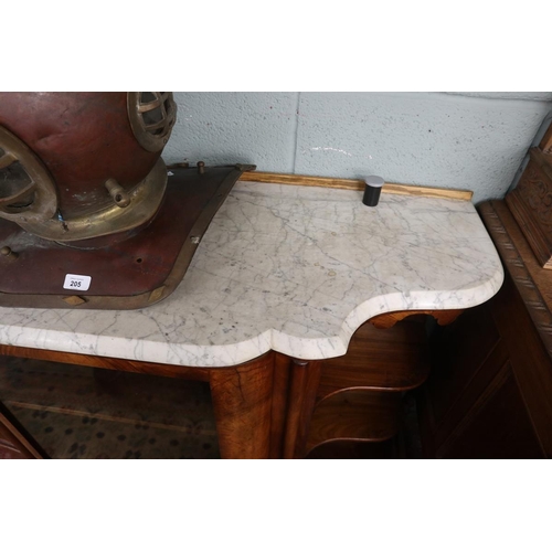 203 - Victorian walnut credenza with marble top - Approx W: 138cm D: 45cm H: 98cm