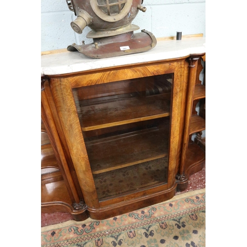 203 - Victorian walnut credenza with marble top - Approx W: 138cm D: 45cm H: 98cm