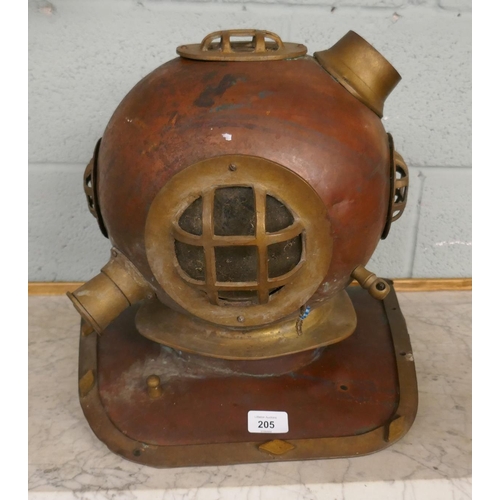 205 - Vintage copper divers helmet