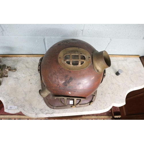 205 - Vintage copper divers helmet